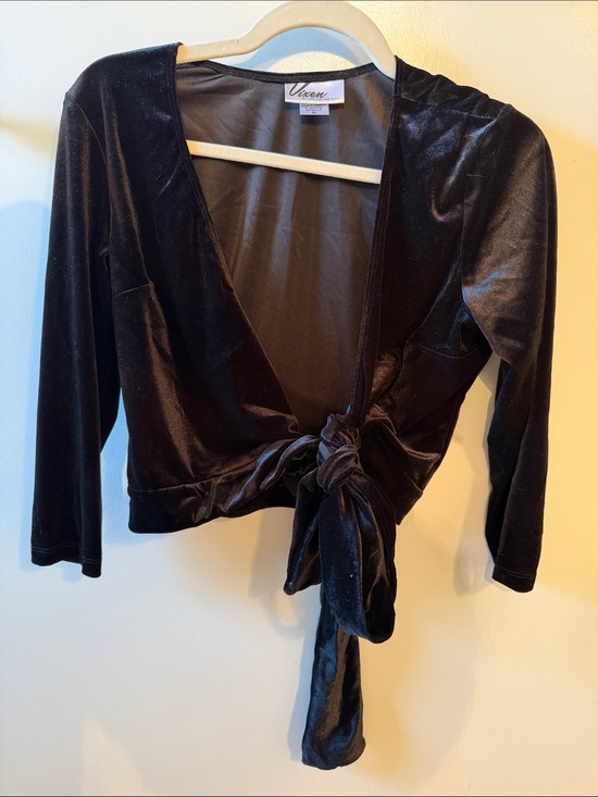 Vixen by Micheline Pitt Tops - Vixen by Micheline Pitt Black Velvet Wrap Top